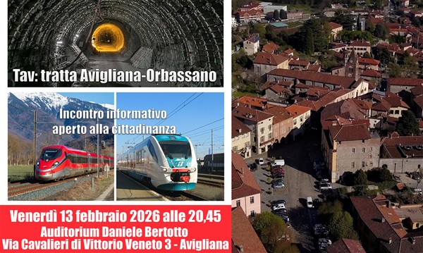 Una serata dedicata a informare i cittadini sul progetto di Rete ferroviaria italiana relativo alla nuova tratta Avigliana-Orbassano si svolgerà venerdì 13 febbraio 2026 alle 20,45 all’auditorium Bertotto (scuole medie) ad Avigliana
